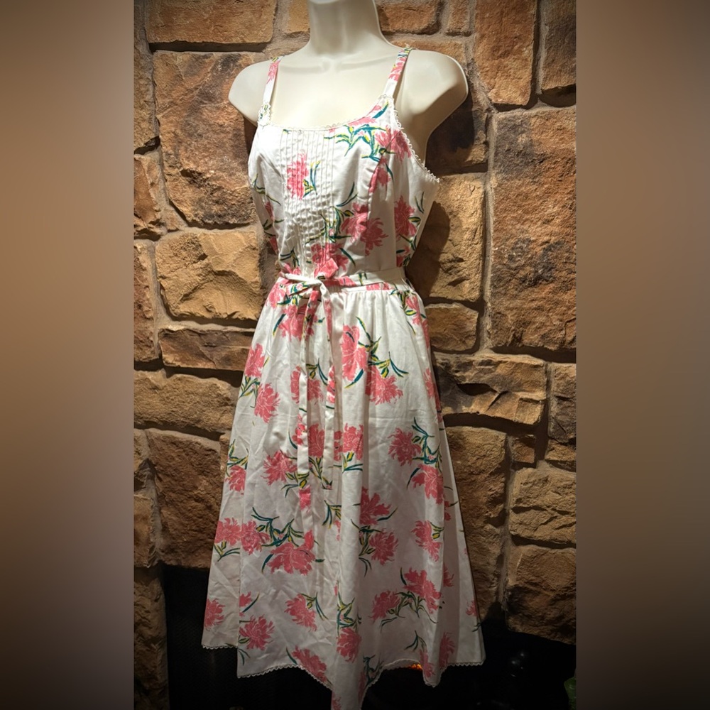 Vintage Lanz 1960’s Floral White and Pink Dress